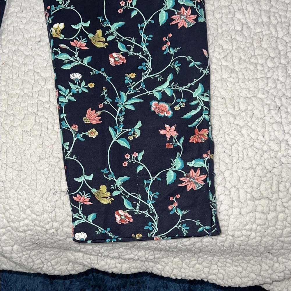 LOFT Floral Ankle Pants - Black with Multicolor Print - Picture 5 of 7
